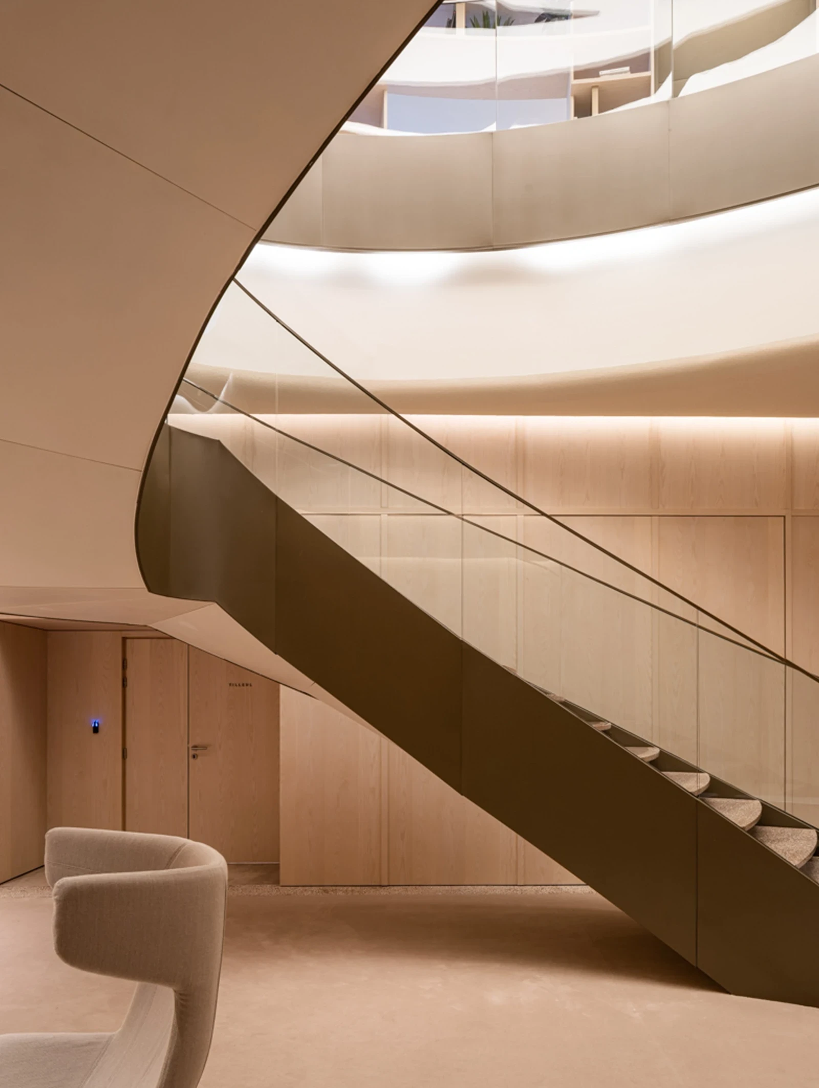 Rampe d'escaliers, espace d'échange, détail