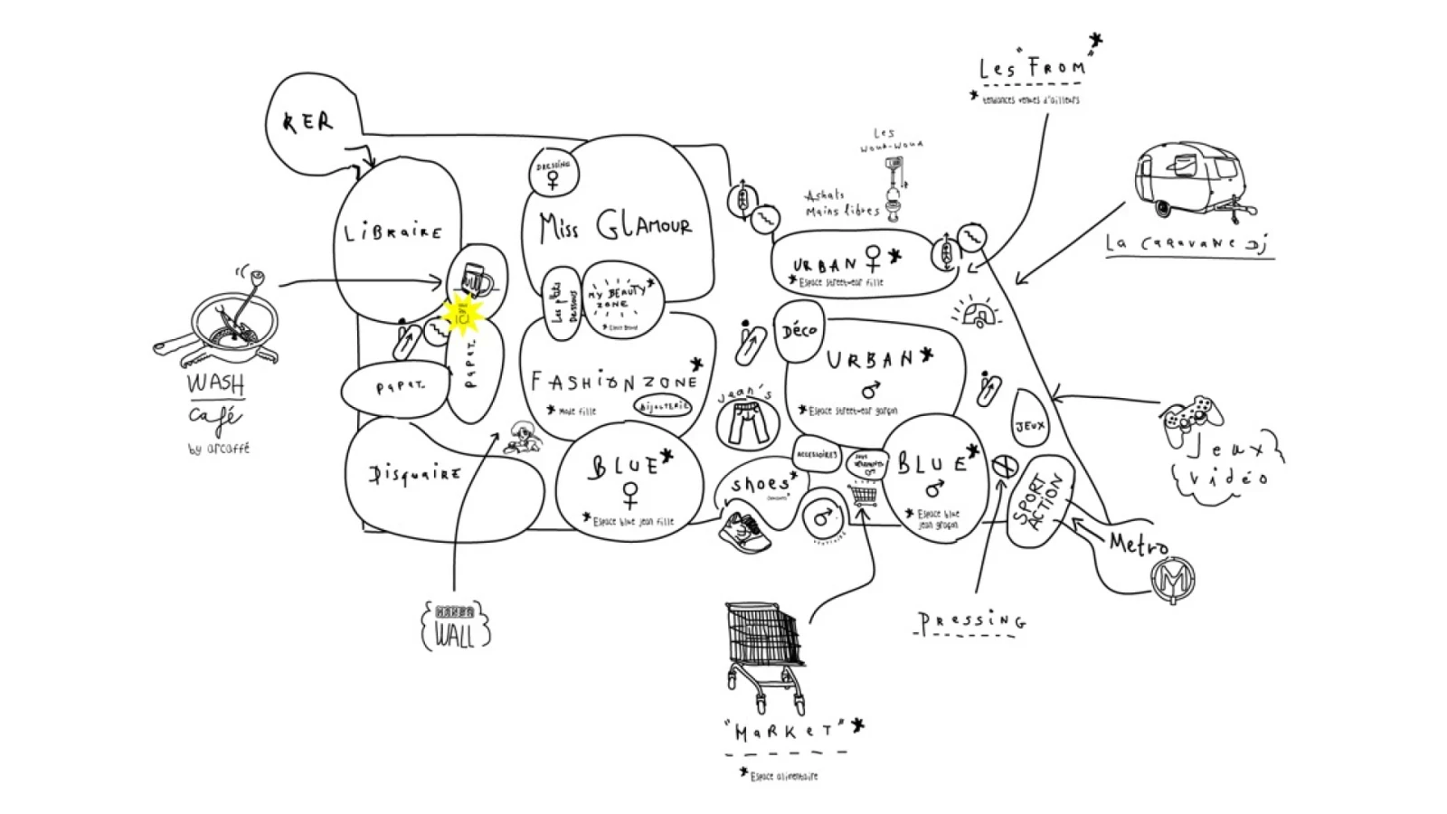 Plan du Lafayette VO, architecture intérieure par Saguez & Partners.