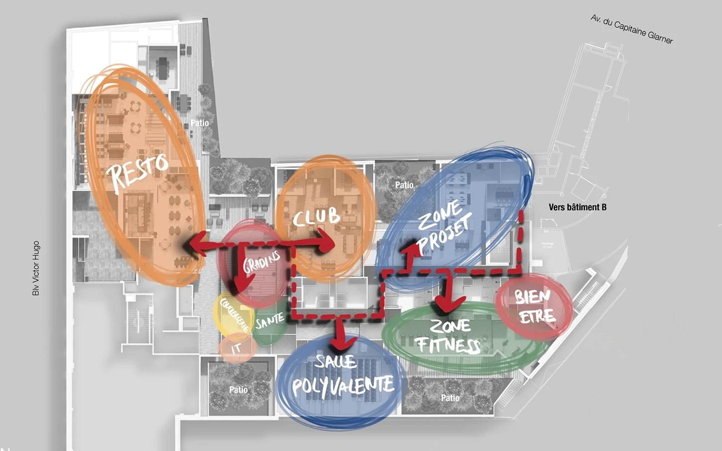 Plan du rez-de-chaussée du projet La Distillerie, Eiffage Immobilier